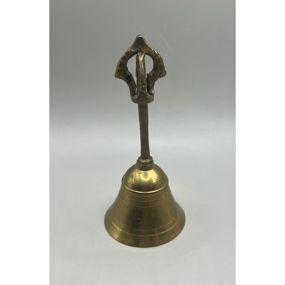 Vintage Tibetan Buddhist Ghanta Brass Bell with Dorje Handle Made In India